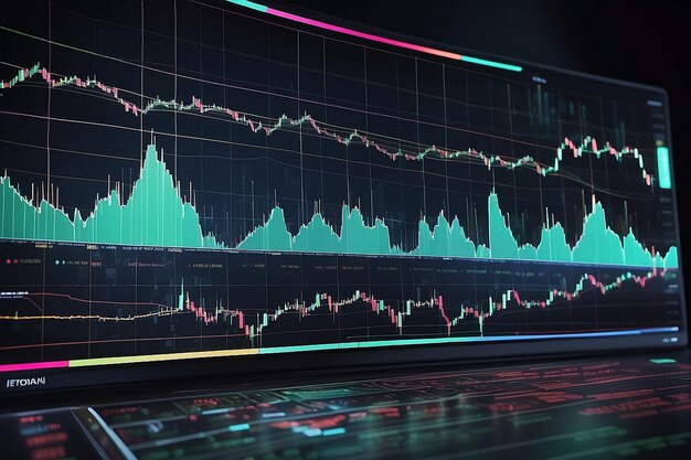 Gráfico gráfico digital do mercado de ações sobre o conceito de exibição LED