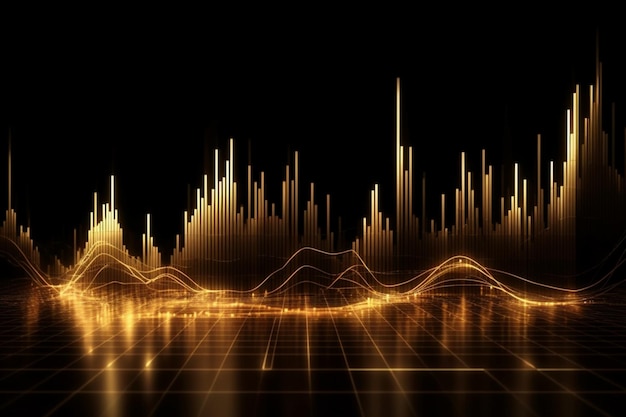 Gráfico gráfico financiero con fondo de línea amarilla