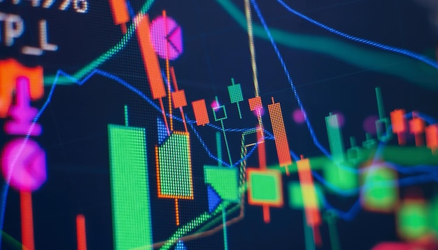 Gráfico de gráfico de negocios del mercado de valores en pantalla digital Mercado de divisas Mercado de oro y mercado de petróleo crudo