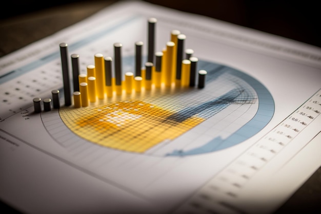 un gráfico en un gráfico que simboliza estadísticas y análisis de datos