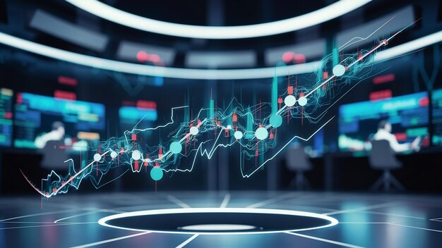 Foto gráfico de la ilustración del mercado de valores renderizado en 3d