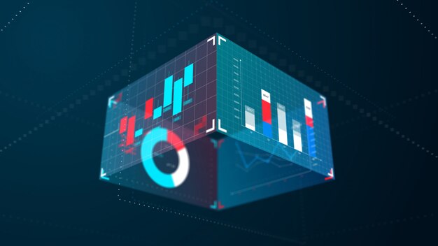 Gráfico de información empresarial azul moderno 3D