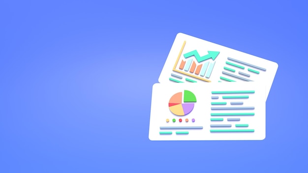 Gráfico de informes gráfico creciente en el contexto de dólares El concepto de cálculo de rentabilidad y beneficio 3d render