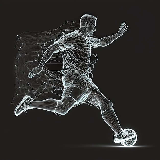 Gráfico de jugador de fútbol con efecto de luz.