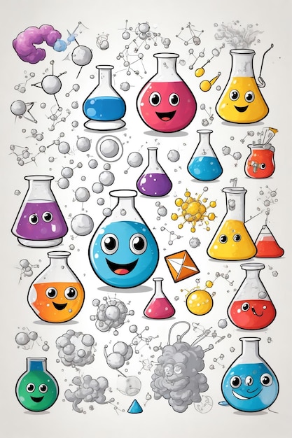 gráfico de laboratorio químico con reactivos