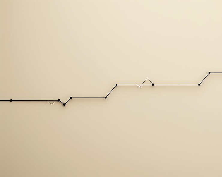 Foto un gráfico de línea negra delgada con una sutil curva ascendente en un fondo beige liso que simboliza el progreso gradual del mercado