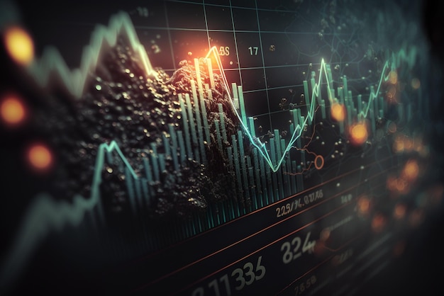 Gráfico de mercado de aumento de negocio gráfico de acciones inversión datos financieros beneficio