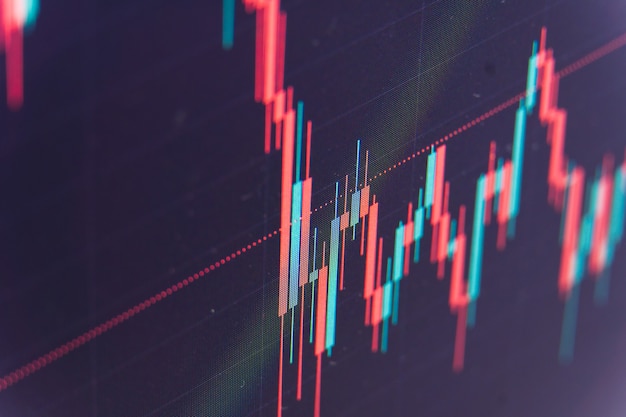 Gráfico del mercado financiero. Bolsa. Enfoque selectivo.