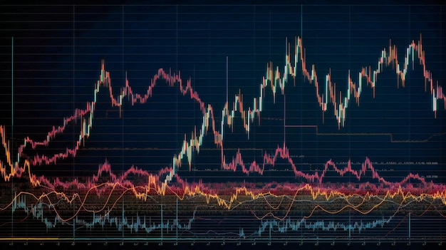 Un gráfico de mercado financiero con números de acciones