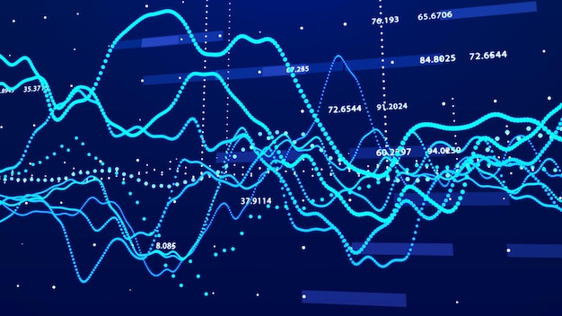 Gráfico del mercado de valores Concepto de gráfico de inversión de visualización de datos grandes Representación 3d