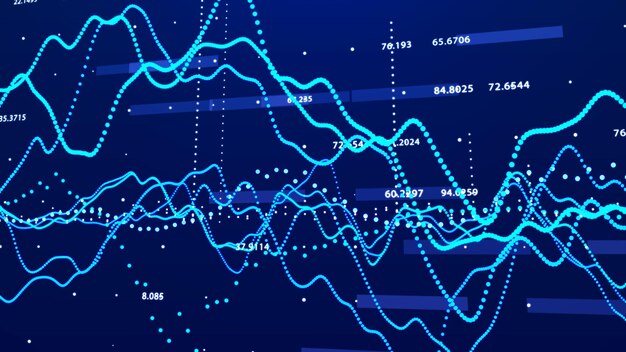 Gráfico del mercado de valores Concepto de gráfico de inversión de visualización de datos grandes Representación 3d