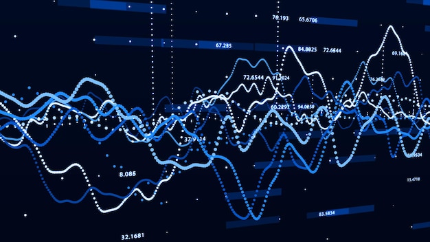 Gráfico del mercado de valores Concepto de gráfico de inversión de visualización de datos grandes Representación 3d