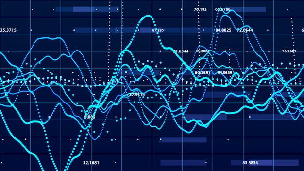 Gráfico del mercado de valores Concepto de gráfico de inversión de visualización de datos grandes Representación 3d