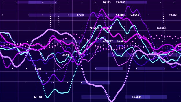 Gráfico del mercado de valores Concepto de gráfico de inversión de visualización de datos grandes Representación 3d