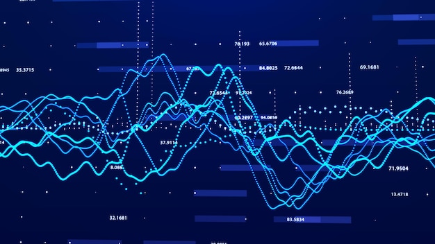 Gráfico del mercado de valores Concepto de gráfico de inversión de visualización de datos grandes Representación 3d