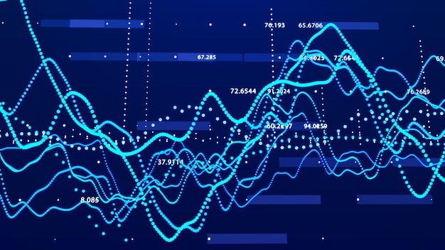 Gráfico del mercado de valores Concepto de gráfico de inversión de visualización de datos grandes Representación 3d