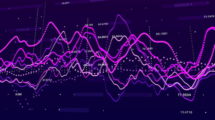 Foto gráfico del mercado de valores concepto de gráfico de inversión de visualización de datos grandes representación 3d