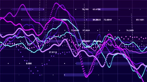 Gráfico del mercado de valores Concepto de gráfico de inversión de visualización de datos grandes Representación 3d