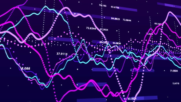 Gráfico del mercado de valores Concepto de gráfico de inversión de visualización de datos grandes Representación 3d