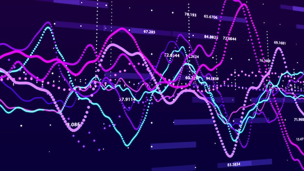 Gráfico del mercado de valores Concepto de gráfico de inversión de visualización de datos grandes Representación 3d