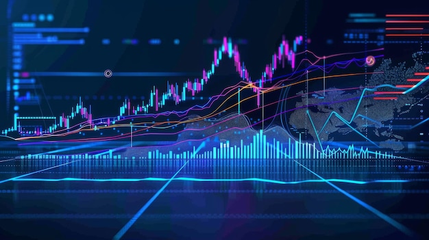 Gráfico del mercado de valores y concepto de inversión