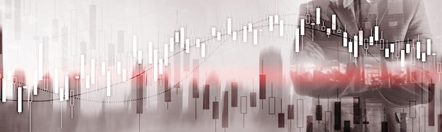 Gráfico del mercado de valores financiero Banner económico del sitio web