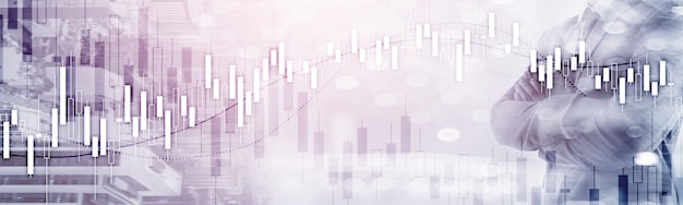 Gráfico del mercado de valores financiero Banner económico del sitio web