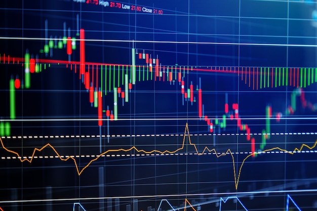 gráfico del mercado de valores financieros de la pantalla de comercio de inversión bursátil