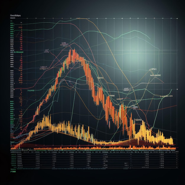 Gráfico del mercado de valores en fondo oscuro Ilustración vectorial Eps 10