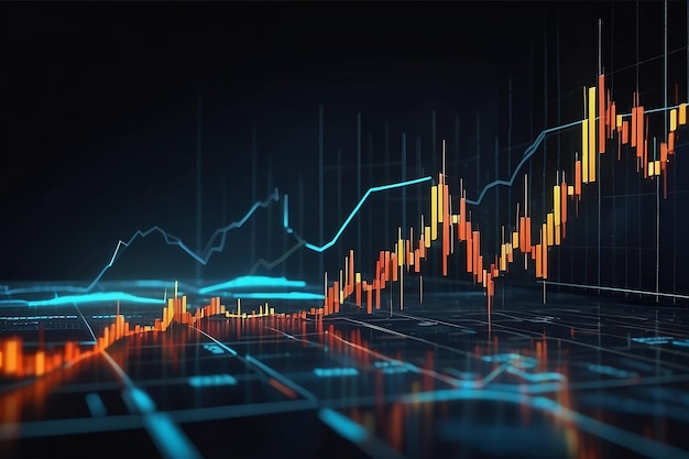 Gráfico del mercado de valores o del comercio de divisas en concepto futurista con copyspace adecuado