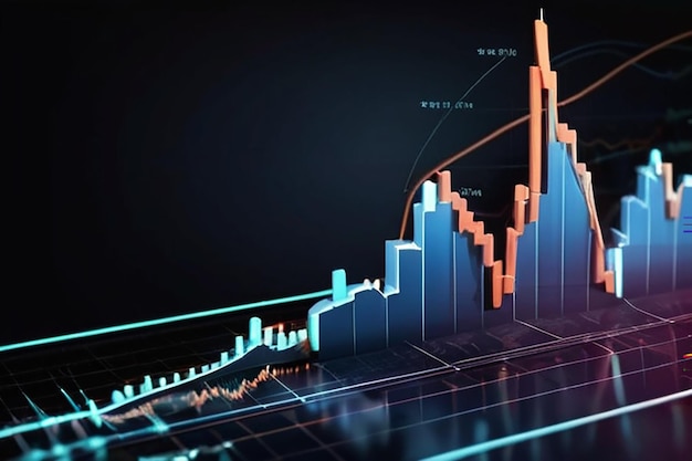 Gráfico del mercado de valores o del comercio de divisas en concepto futurista con copyspace adecuado