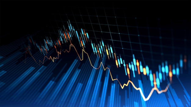 Foto gráfico del mercado de valores o del comercio de divisas en concepto futurista