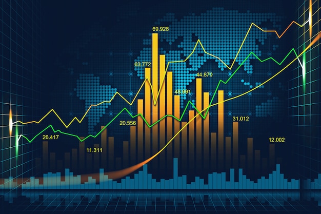 Gráfico del mercado de valores o del comercio de divisas en concepto gráfico