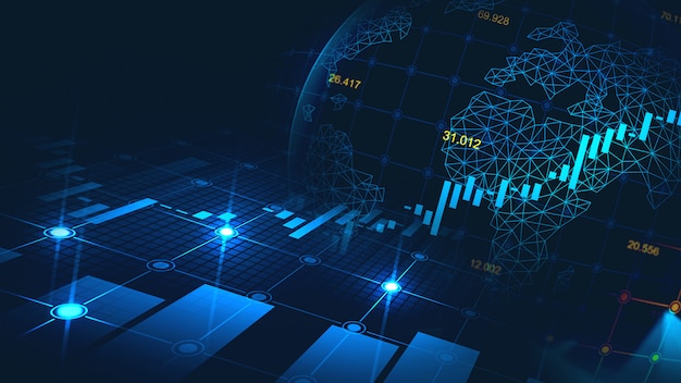 Gráfico del mercado de valores o del comercio de divisas en concepto gráfico