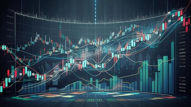 Gráfico del mercado de valores o del comercio de divisas en concepto gráfico