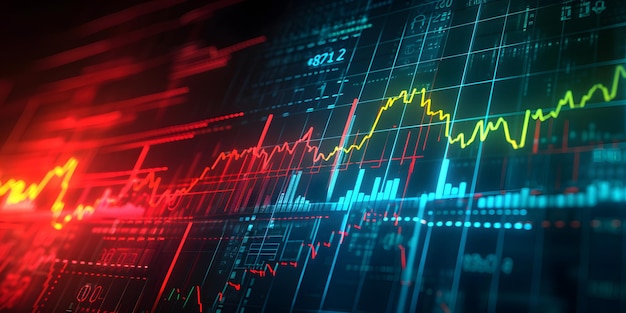 Foto gráfico de mercado de valores o de divisas y gráfico de velas adecuados para el concepto de inversión financiera