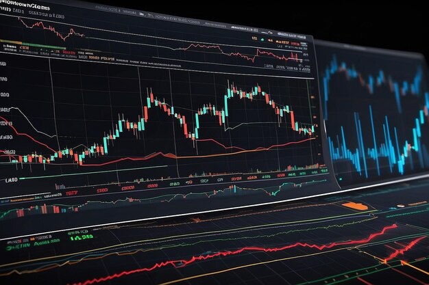 Gráfico del mercado de valores o de Forex y gráfico de velas adecuado para el concepto de inversión financiera