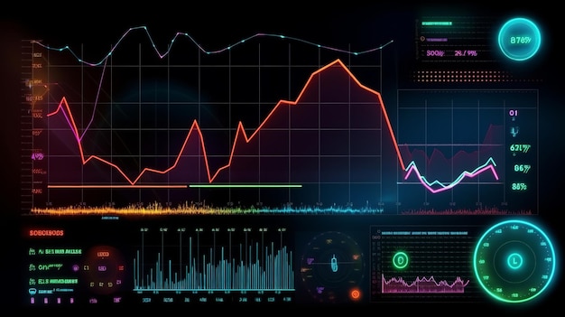 Gráfico del mercado de valores que brilla intensamente en estilo abstracto sobre fondo claro Gráfico de estadísticas comerciales Fondo de pantalla futurista Gráfico de mercado Beneficio dinero Inversión financiera mercado de valores