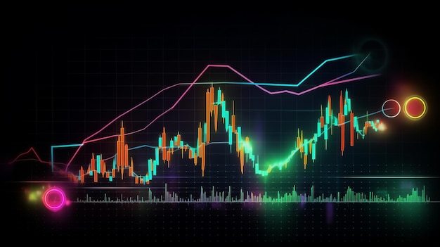 Gráfico del mercado de valores que brilla intensamente en estilo abstracto sobre fondo claro Gráfico de estadísticas comerciales Fondo de pantalla futurista Gráfico de mercado Beneficio dinero Inversión financiera mercado de valores