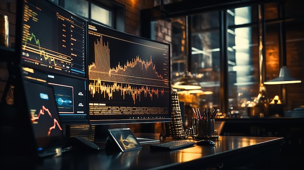 Gráfico del mercado de valores que muestra una tendencia ascendente constante en la expansión corporativa Generativa Ai