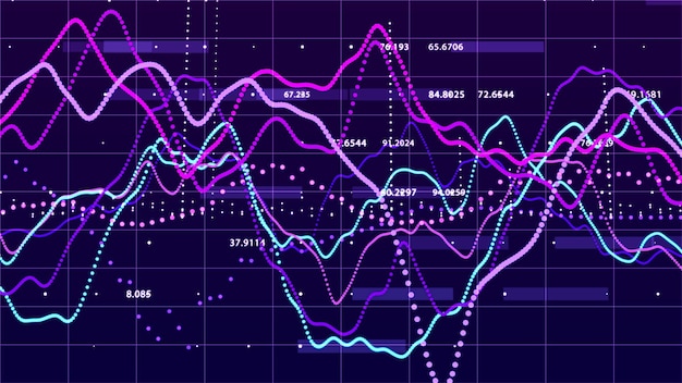 Gráfico del mercado de valores Visualización de grandes datos Gráfico de inversión Concepto de representación en 3D