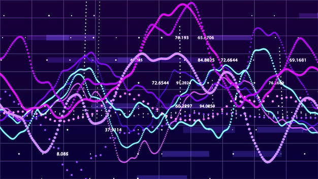 Gráfico del mercado de valores Visualización de grandes datos Gráfico de inversión Concepto de representación en 3D