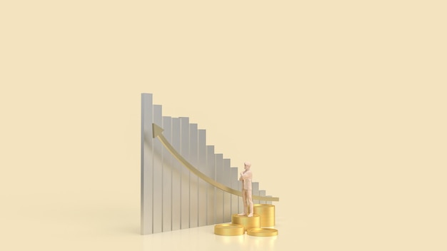 El gráfico y las monedas para el concepto de negocio 3D