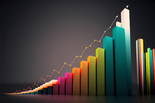 gráfico mostrando uma tendência ascendente constante, representando a ideia de crescimento e negócios de sucesso financeiro