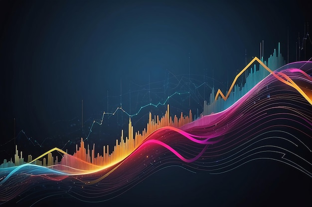 Gráfico de movimiento de activos financieros líneas abstractas diseño de fondo