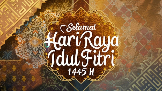 Foto un gráfico muy bien diseñado con el texto selamat hari raya idul fitri 1445 h