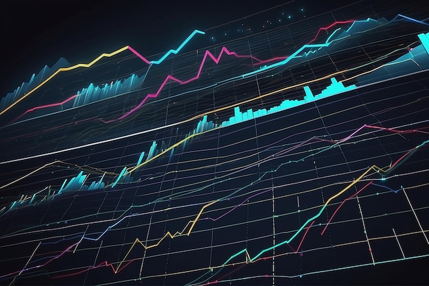 Gráfico de negociación de inversiones en el mercado de valores en concepto gráfico adecuado para las finanzas