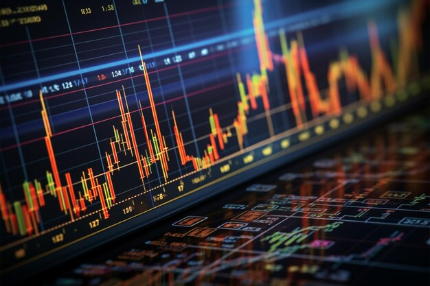 Gráfico de negociación en el mercado de valores Concepto económico y financiero empresarial