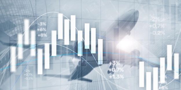 Gráfico de negociación del mercado de valores y gráfico de velas