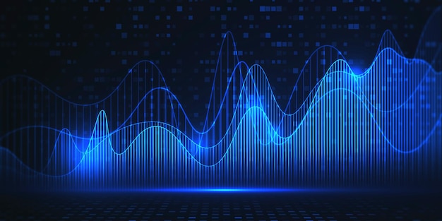 Gráfico de negocio azul brillante abstracto sobre fondo borroso Mercado de crecimiento financiero y concepto de stock Representación 3D